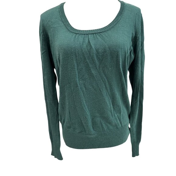 The Limited Womens XL Green Scoop Neck Lightweight Sweater With Button Cuff - Picture 1 of 11